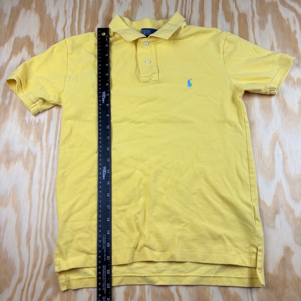 Polo Ralph Lauren Kids Yellow Short Sleeve Pique Polo Shirt Size L 14-16 - Picture 4 of 5